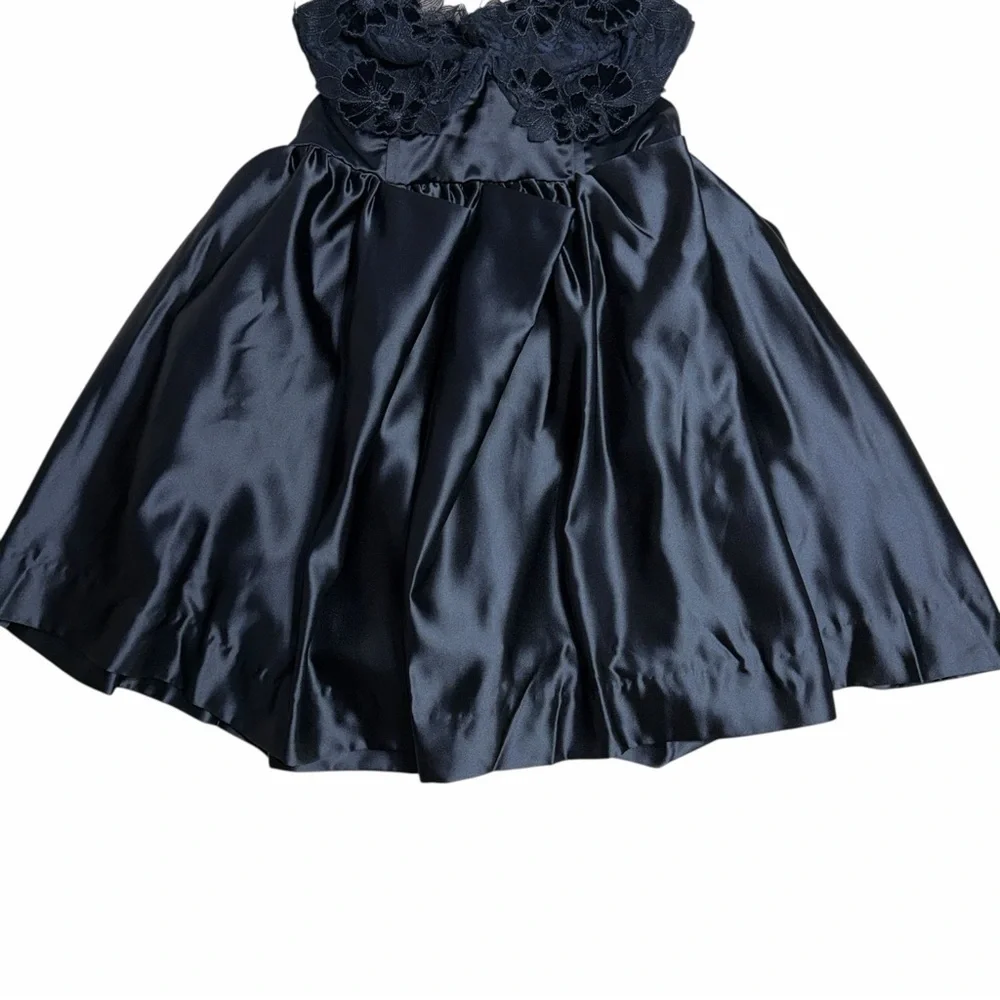 For Love & Lemons Black Virginia Mini Dress with Satin Gloves Womens M